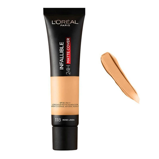 Buy L'oreal Paris Infallible 24h Matte Cover Liquid Foundation - 118 Rose Linen online in Pakistan. 100% Authentic produc at Glamivo.pk. Fast shipping with cash on delivery