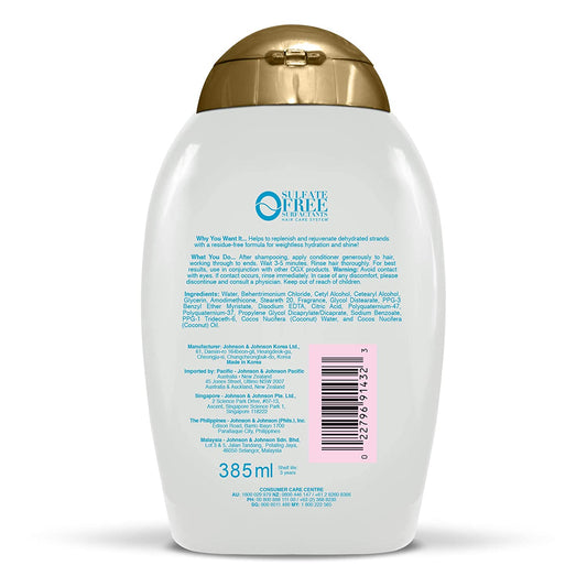 Buy OGX Weightless Hydration Coconut Water Conditioner - 385ml online in Pakistan. 100% Authentic produc at Glamivo.pk. Fast shipping with cash on delivery