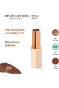 Buy Makeup Revolution Fast Base Stick Foundation F17 online at Glamivo. 100% Authentic Product Guarantee. Fast & Free Shipping all over the Pakistan. Cash on Delivery Available.