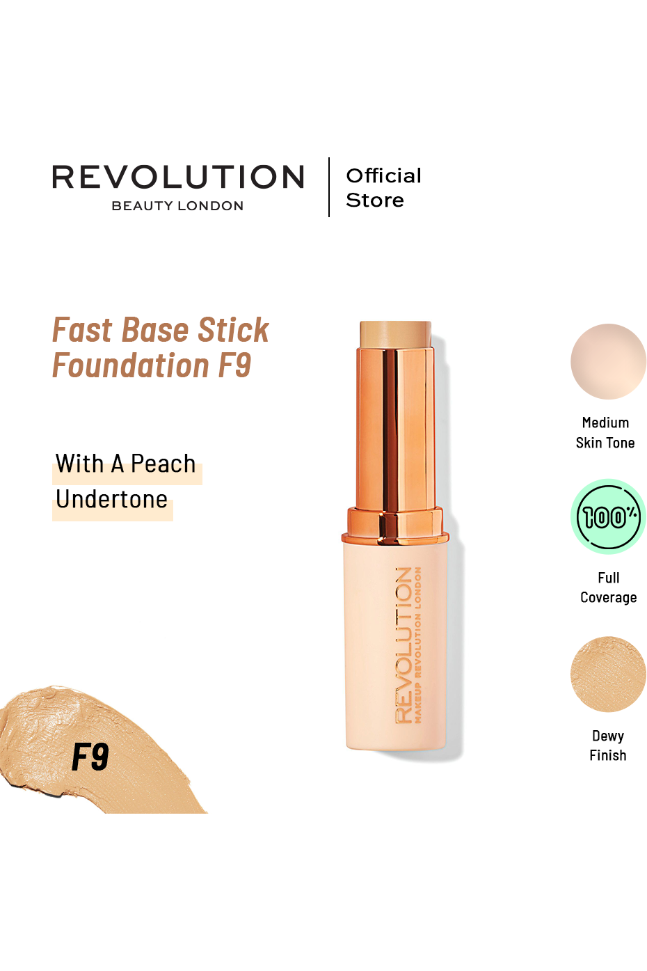 Buy Makeup Revolution Fast Base Stick Foundation F9 online at Glamivo. 100% Authentic Product Guarantee. Fast & Free Shipping all over the Pakistan. Cash on Delivery Available.