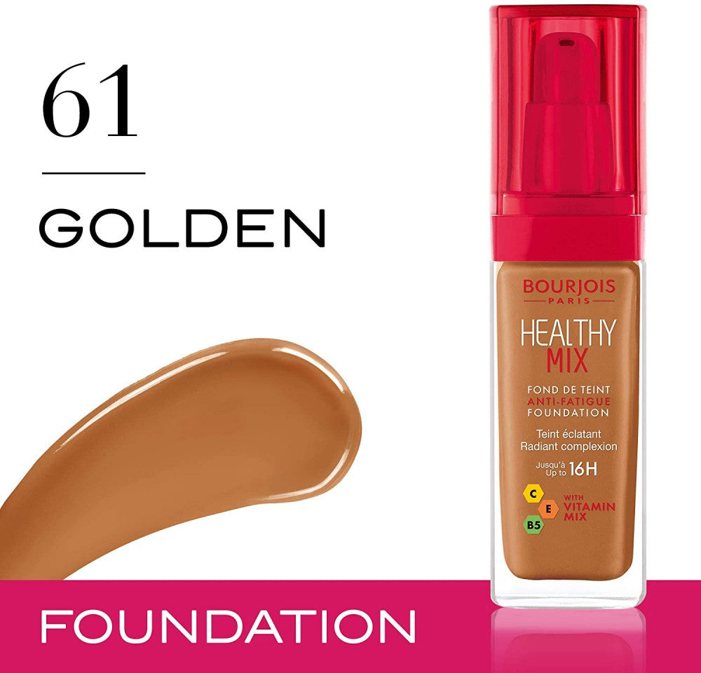 Buy Bourjois Healthy Mix Anti Fatigue Foundation - 61 Golden online in Pakistan. 100% Authentic produc at Glamivo.pk. Fast shipping with cash on delivery