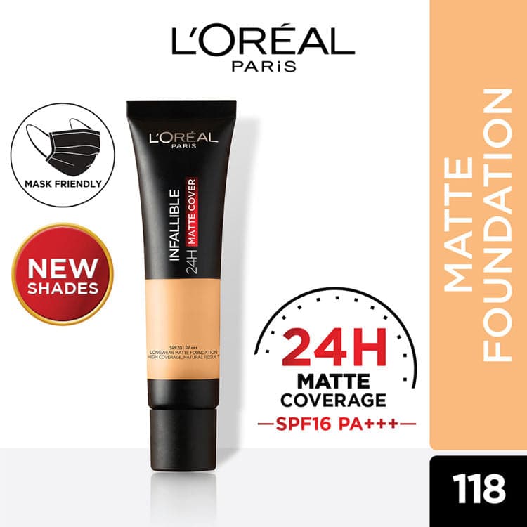 Buy L'oreal Paris Infallible 24h Matte Cover Liquid Foundation - 118 Rose Linen online in Pakistan. 100% Authentic produc at Glamivo.pk. Fast shipping with cash on delivery